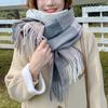 Soft Classic Plaid Scarf Wool Long Neckscarf with Tassel Large Knitted Wool Scarf  Men