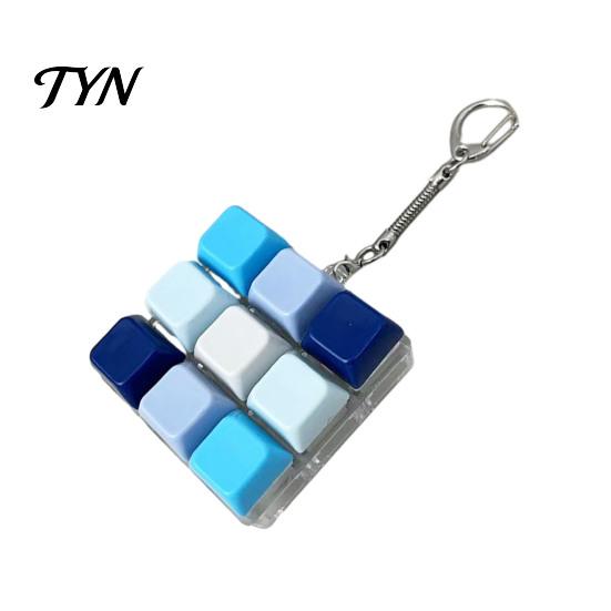 Handheld Stress Reliever 9-Keys Keyboard Fidget Toy, LED Light-up Keychain Clicky Mechanical Switch Toy for Relief, 9-In-1 Backpack Charm