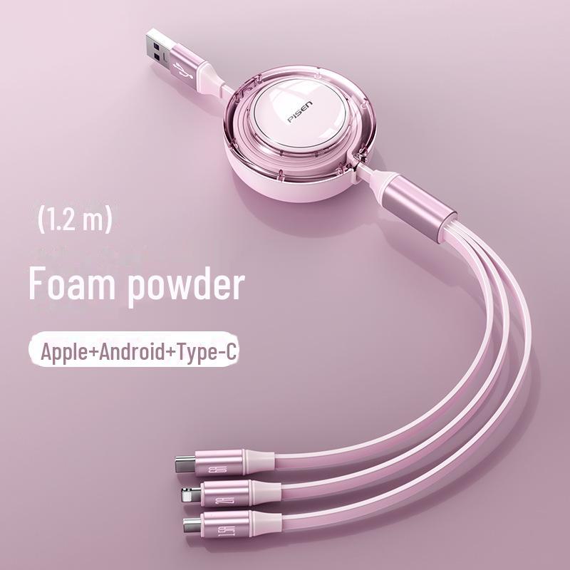 PISEN 100W Выдвижной кабель 3-в-1 для быстрой зарядки Apple и Huawei
