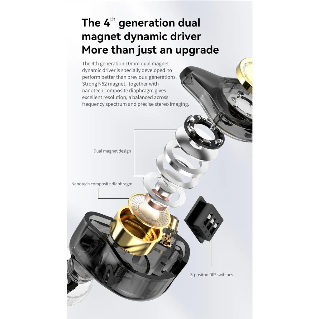TRN Внутриканальные наушники MT1 MAX Двойной динамический драйвер с магнитом Проводные с переключателем настройки Шумоподавляющие HIFI-наушники Басовая гарнитура Ракушка ST7
