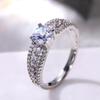 Shiny Inlaid with Artificial Diamonds Women's Eternity Wedding Band Ring Party Jewelry