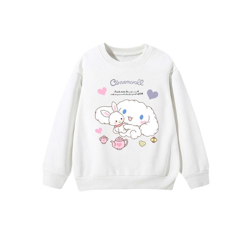 2025 MINISO Детская одежда Милые толстовки с капюшоном Cinnamoroll с рисунком из мультфильмов, аниме, для мальчиков и девочек, пуловер с круглым вырезом на весну и осень