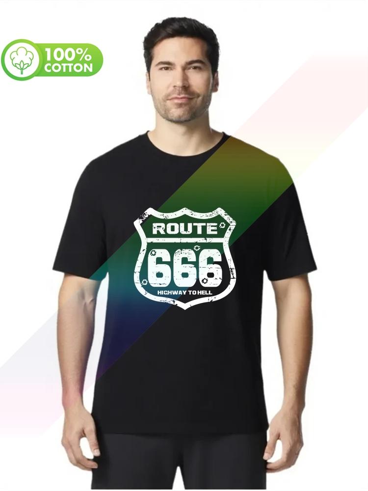 2026 New Hot Selling 100 Cotton Unisexs Tshirt 666 HIGHWAY TO HELL MOTORCYCLE CAFE RACER MUSCLE CAR S3XL Tops Tees