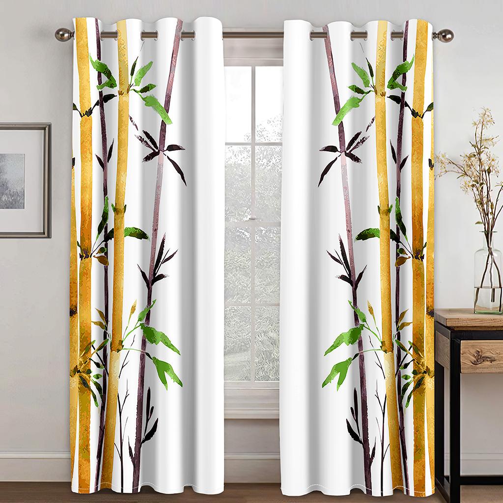 3D Digital Printing Polyester Fabric Bamboo Panda Curtains for Living Room 2 Panels Bedroom Window Curtains Free Shipping