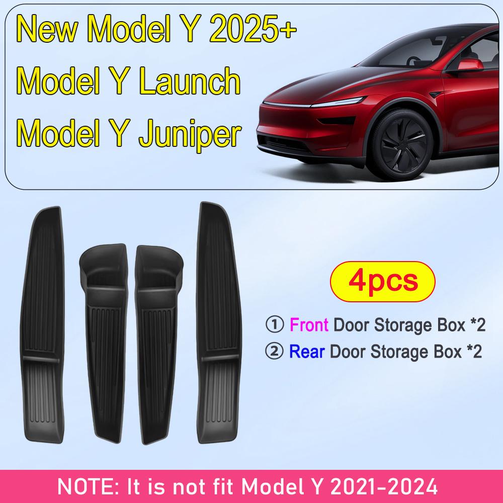 Для 2025 2026 Tesla Model 3 Model Y Juniper Боковой Органайзер для Двери Автомобиля Передняя Задняя Дверь Лоток-Вставка Аксессуары для Интерьера