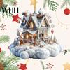 Holiday House Hanging Decor Christmas Pendant Acrylic 2D Flat Ornament Mini Snow-covered Cabin Cartoon Decoration for Tree Mantel Car Charming