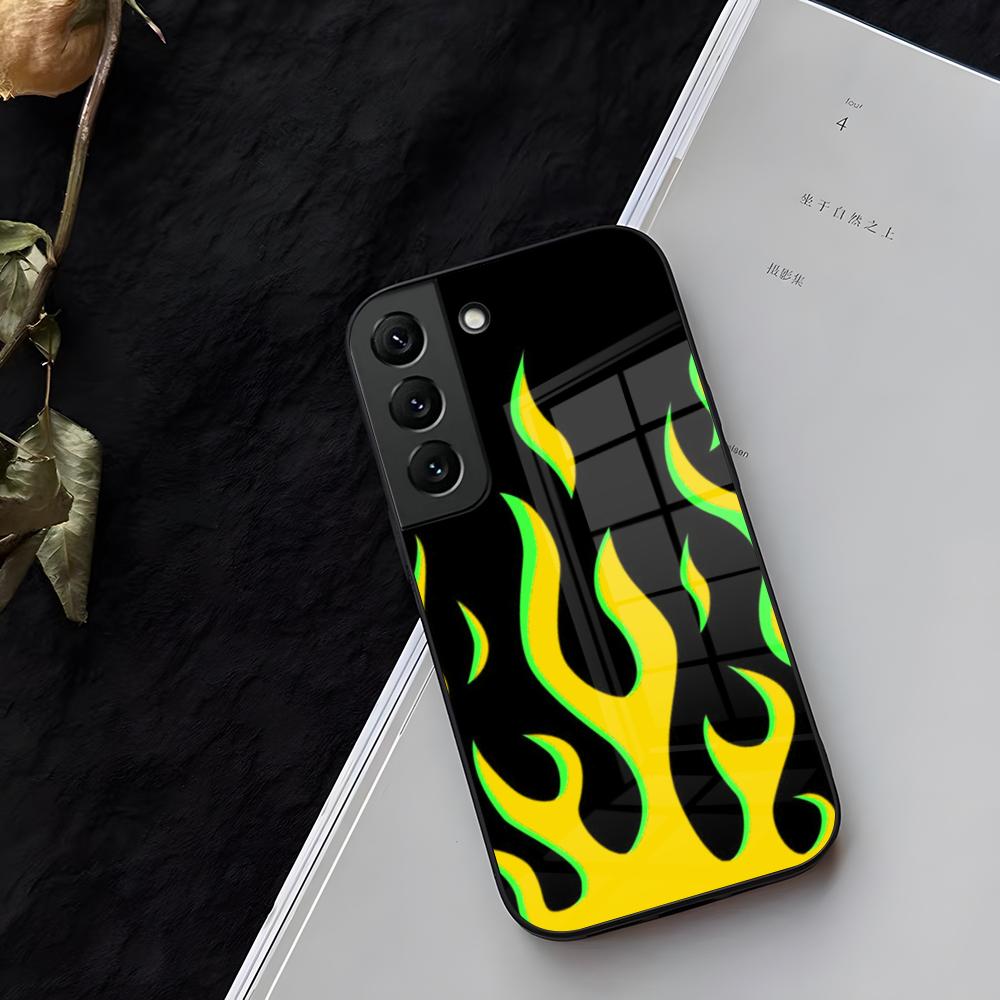 Модный Чехол Для Телефона С Рисунком Пламени Стекло Для Samsung Galaxy S21 S26 S25 S22 S20 S24 S23 Ultra Fe Plus A16 A34 A54 A24 Coque