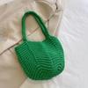 Chic Knitting Shoulder Bags  Women Bucket Eco Friendly Handwoven Handbags Simple Stylish Soft Cotton Casual Totes