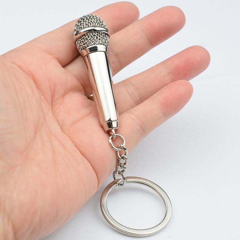 Брелок-подвеска с микрофоном, брелок в форме микрофона, модная сумка, очаровательный стильный аксессуар для любителей музыки