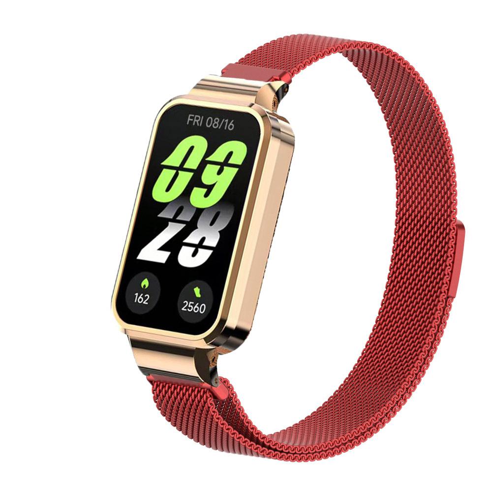 Миланский ремешок для Xiaomi Smart Band 9 Active с металлическим защитным чехлом-бампером, магнитный браслет-петля для Redmi band 3Watch