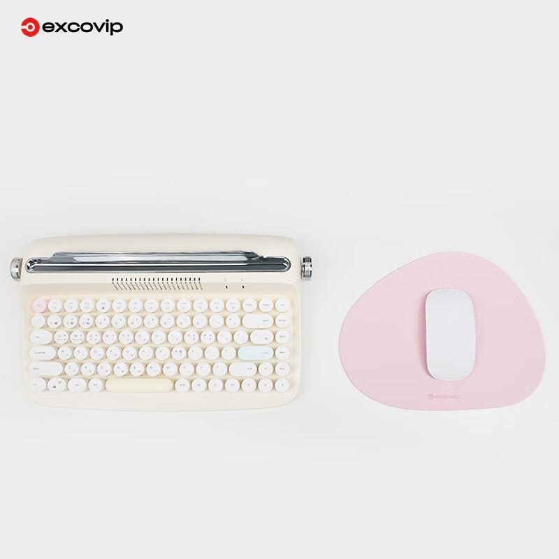 EXCO (EXCO) Pink Round Triangular Leather Mouse Pad, Small Size, Laptop Desk Pad, Waterproof Leather, Gaming Pad, Portable, Washable, 0396