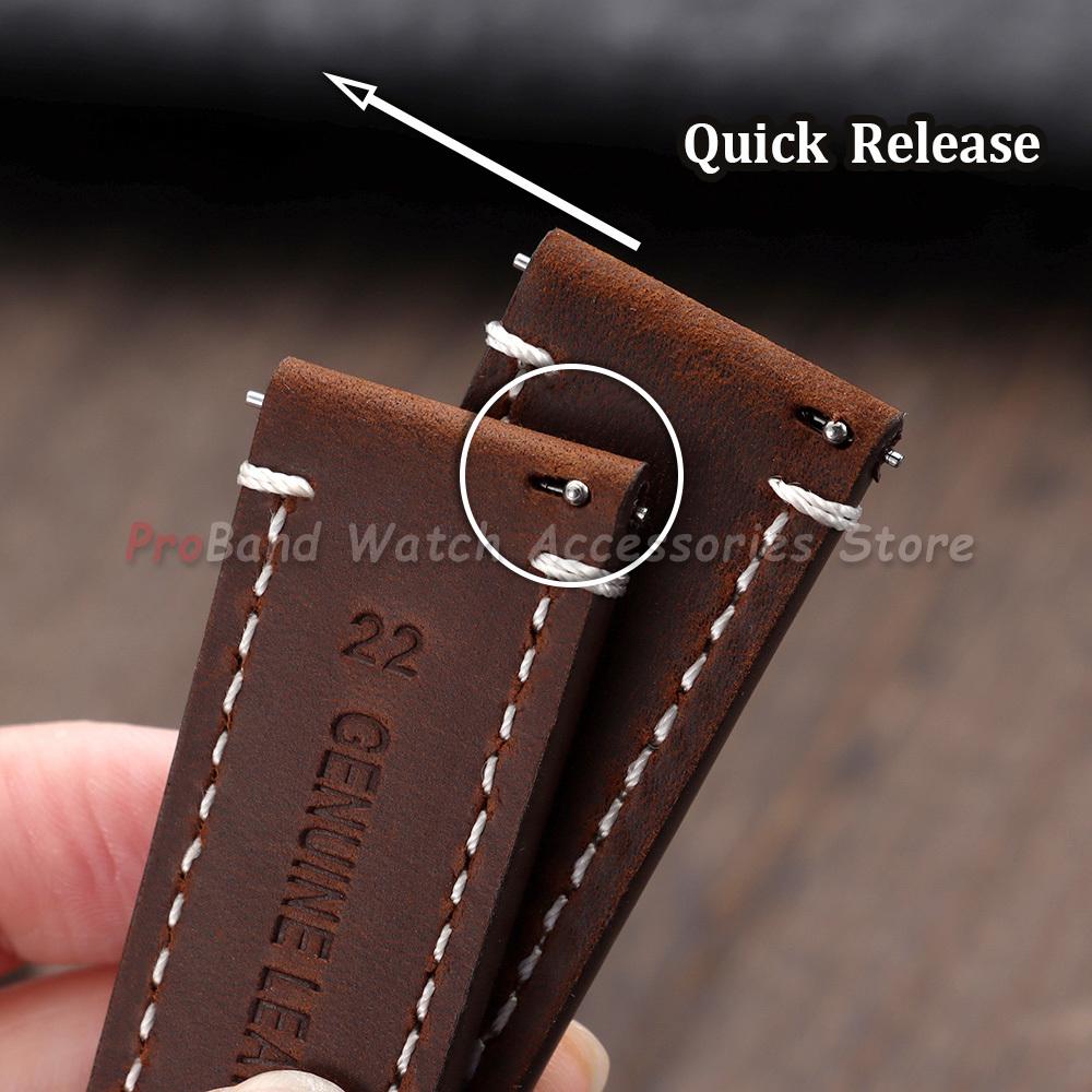 18mm 19mm 20mm 21mm 22mm 24mm Retro Vintage Calfskin Leather Watch Straps Butterfly Buckle Watchband Universal Business Bracelet