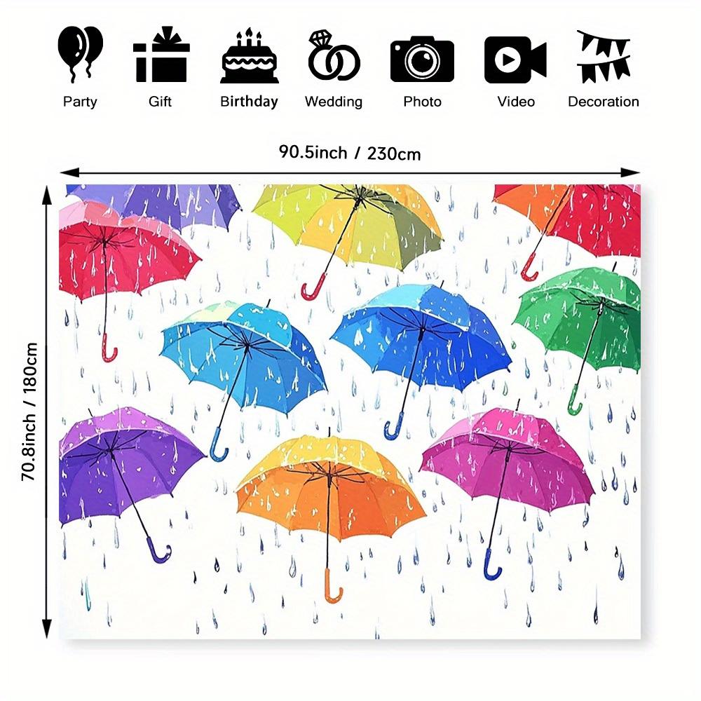1 piece of colorful umbrella pattern background - Vibrant rain-themed design featuring colorful umbrellas - Polyester material