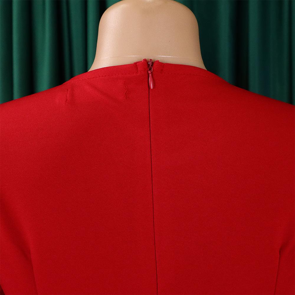 YYFS Женская мода весна осень однотонный принт с длинным рукавом и круглым вырезом с высокой талией повседневные платья