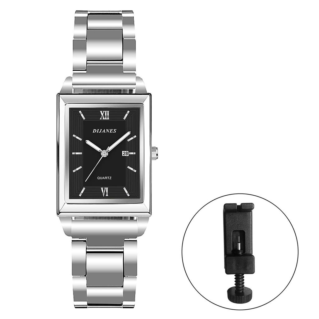 Square Watch Calendar Roman Alphabet Analog Luminous Stainless Steel Strap Waterproof Quartz Watch Fashion Watch Birthday Christmas Day Day Present