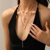 Imitation Pearl Cross Necklace Stacked Accessories Women's Niche High-end Tassel Diamond Necklace
