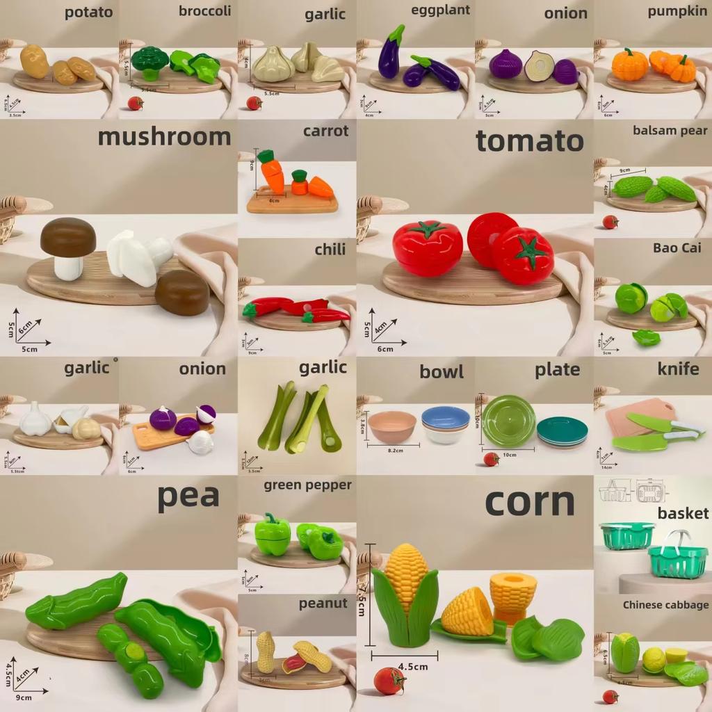 Детская мини-кухня Игрушка для ролевых игр Имитация еды Гамбургер Овощи и фрукты Аксессуары для детей Образовательный подарок