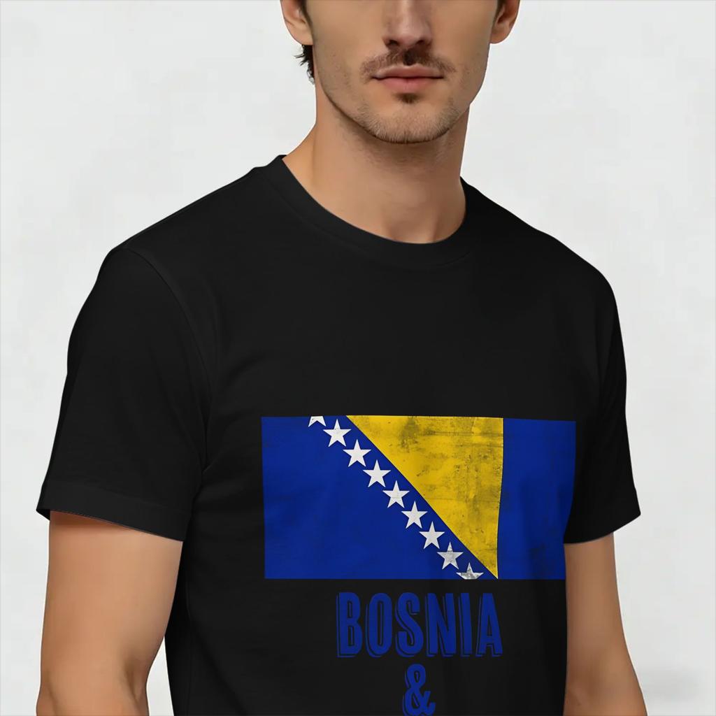 Bosnia and Herzegovina Flag T Shirt Unisex Pure Cotton Fashion TShirts Round Neck Tee Shirt Short Sleeve Clothing Plus Size