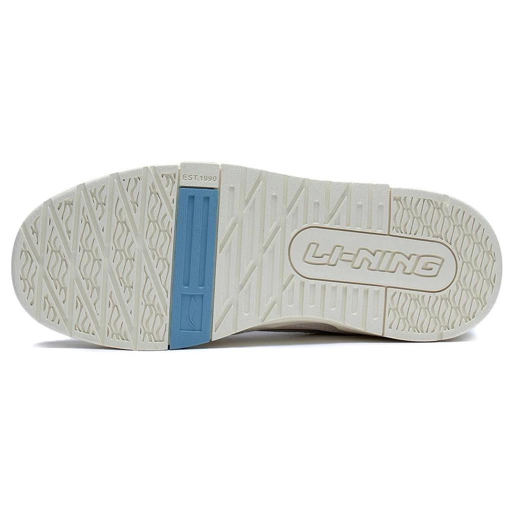 Li Ning 001 Btc Prm Ткань Синтетическая кожа Коровий спилок Износостойкие дышащие низкие кроссовки для скейтбординга Женские кроссовки Белый Синий AGCT004-1