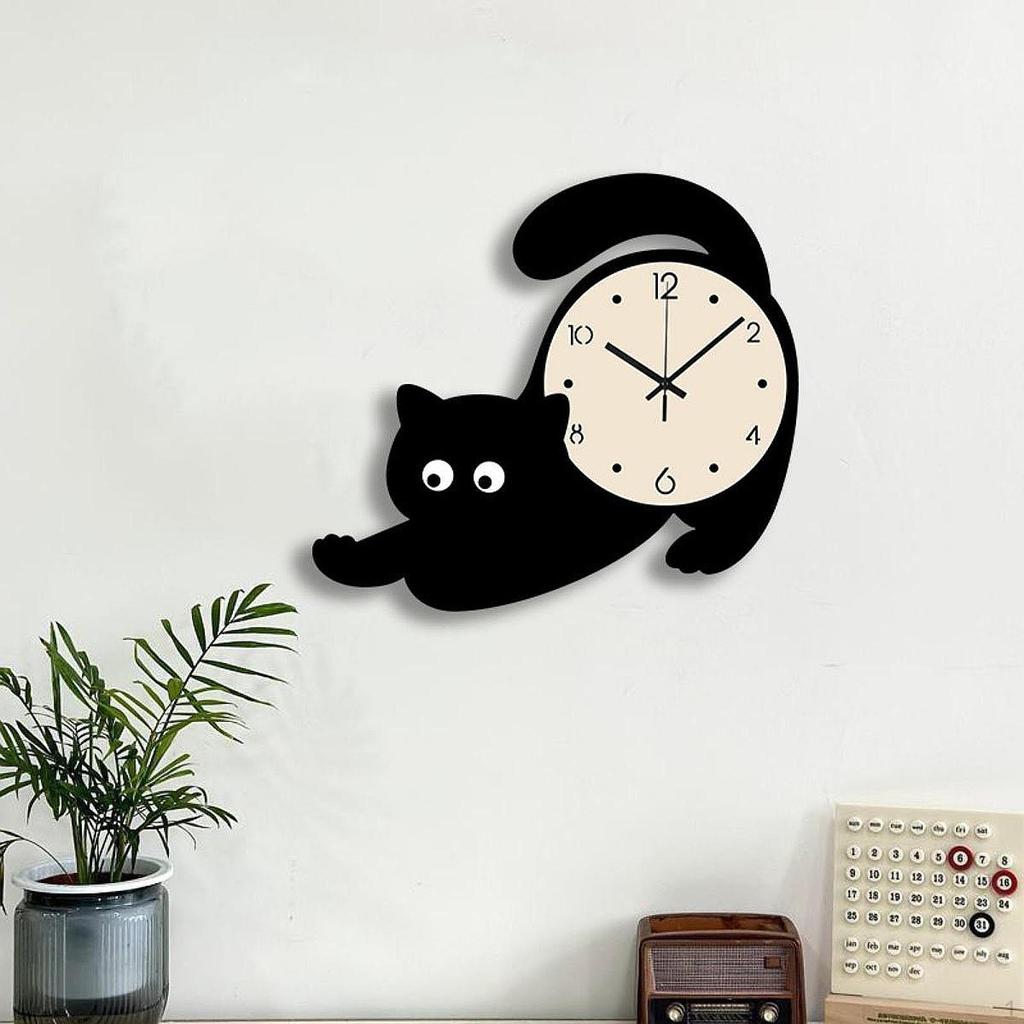 Настенные часы с изображением животных, кошка, акриловые, подвесные для ванной комнаты
