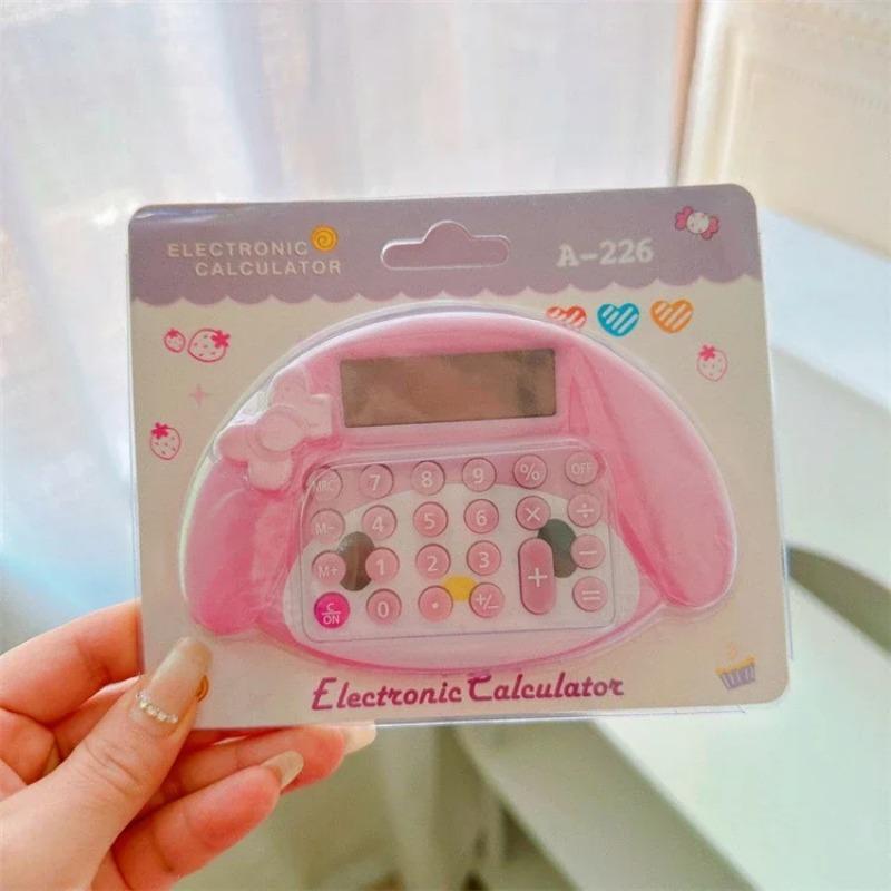 Sanrio Аниме Hello Kitty Каваи Кошачья Голова Калькулятор Cinnamoroll Kuromi My Melody Удобный Мини-Компьютер Милое Девичье Сердце