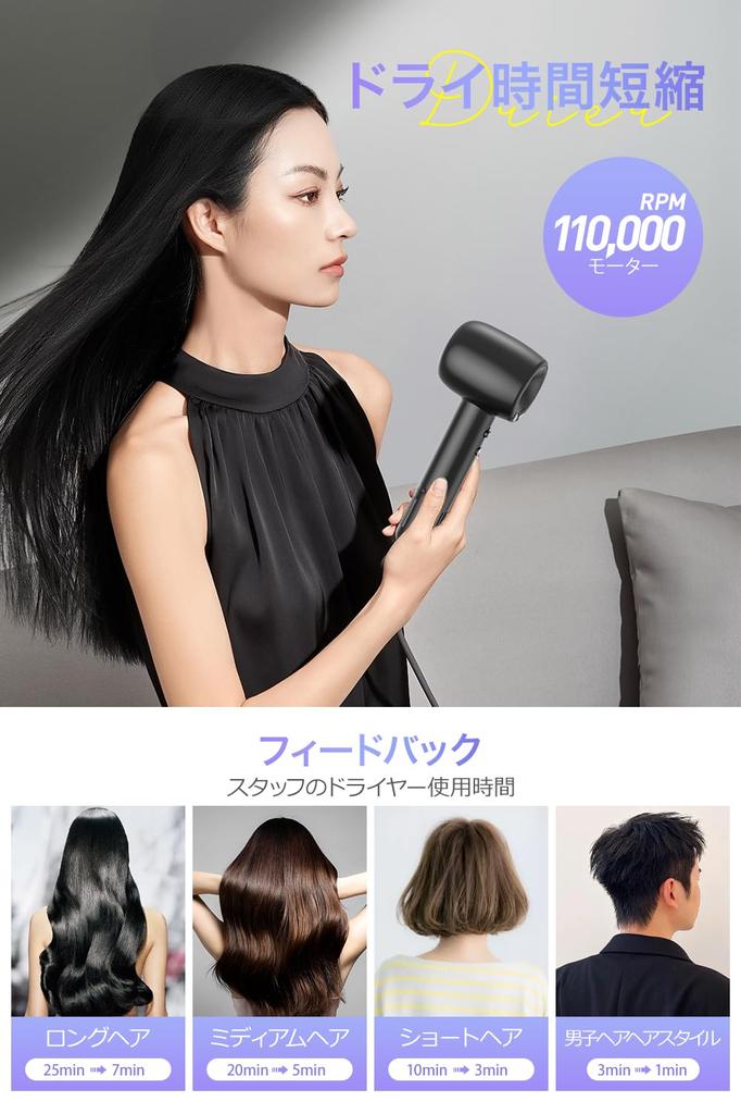 Hair Large Air Volume High Speed Heater Hair Quick High Concentration of Negative 19 4 Temperature 3 Wind Speed Mode Quick Drying Low Comes with
