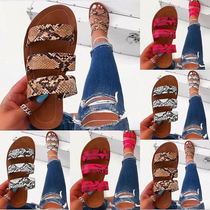 Chic Women's Snakeskin Slippers Casual Flats Sandals Offering Breathable Summer Comfort