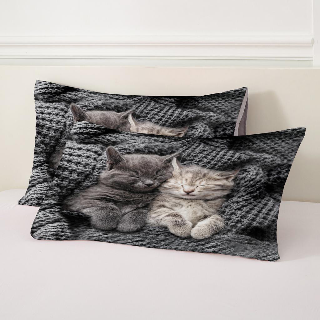 Очаровательный пододеяльник с принтом кота, наволочка, мягкие постельные принадлежности, аксессуары, домашний декор, милые пододеяльники на тему животных