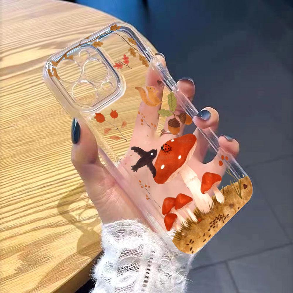 Осенний Лес с Грибами Прозрачный Мягкий TPU Чехол для Телефона для Xiaomi Redmi Note 15 14 13 12 11 10 9 Pro Plus 4G 5G Мягкая Крышка