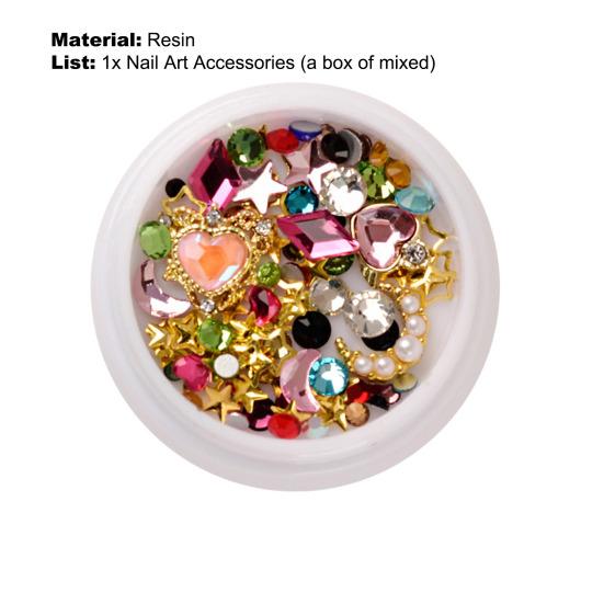 Yousheng 1 коробка для украшения ногтей, несколько форм, водостойкая смола, красочные сверкающие звезды и луна, советы по дизайну ногтей, декор, косметические принадлежности