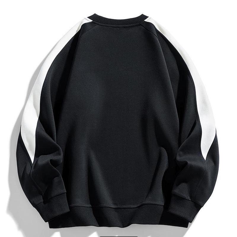 Весна и осень, большой мужской свободный круглый вырез, вышитая толстовка, модный мужской большой размер, цветная толстовка с блоками