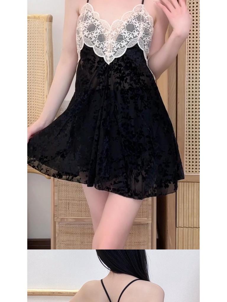 Французская сексуальная женская пижама: 2025 Выгоревший кружевной комплект из майки и шорт