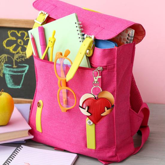 Handmade Faux Leather Heart Keychain Good Luck Decorative Love Charm Keyring Bags Backpacks Cars Accessories