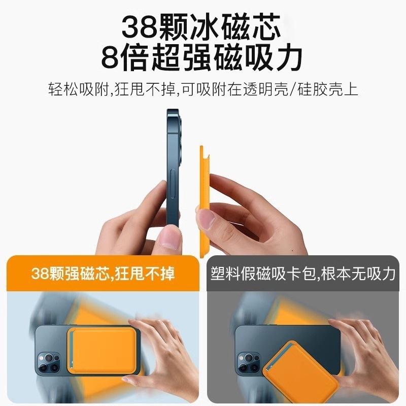 Мощная магнитная сумка для карт MagSafe подходит для складного чехла-кошелька для телефона iPhone 16, легкая и портативная сумка для хранения карт.