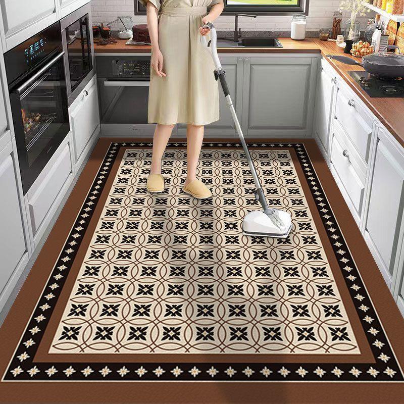 Kitchen Carpet PVC Leather Waterproof Floor Mat Non-slip Oil Proof Foot Mats Long Rug Spring Green Flower Home Decoration Rugs