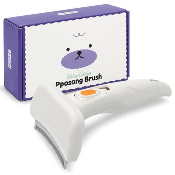 Okhee Dokhee Fluffy Cat Dead Hair Removal Brush Long and Short Hair Common 9.5 X 15.6 Cm, White, 1 Piece, Korean Pet Shampoo