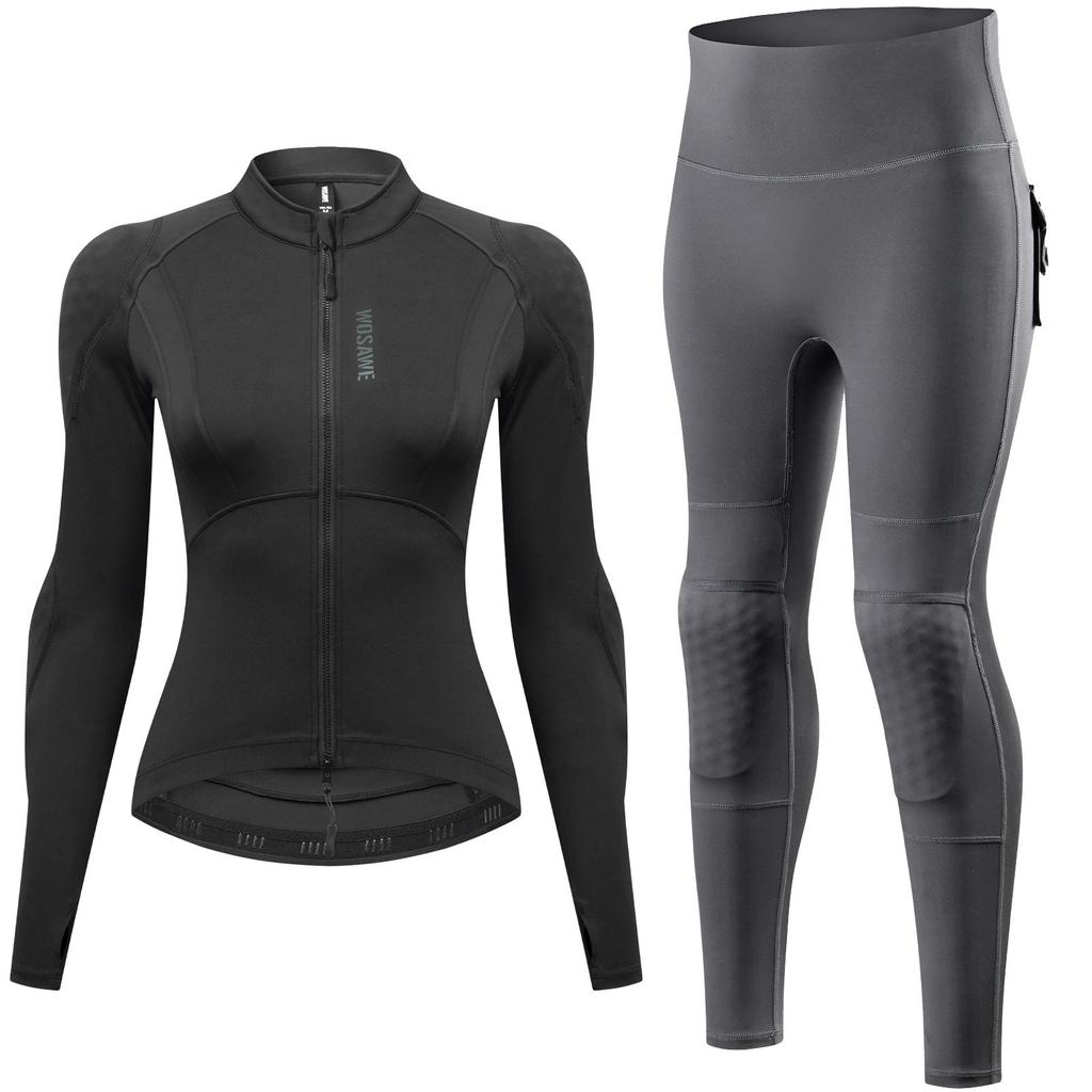 Wosawe Женская мотоциклетная одежда Облегающая Высокоэластичная Мотоциклетная Рубашка Брюки Защитный Костюм с Мягкой Защитой Всего Тела