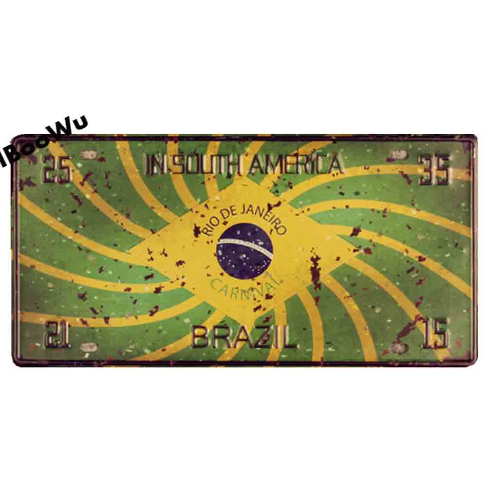 Worldwide Popular City License Plate Poster Vintage Wall Decor Canada/London/Brazil Metal Tin Sign Plaques Poster 15x30cm