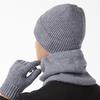 Yousheng 3Pcs/Set Winter Hat Scarf Gloves Set Solid Color Windproof Brimless Hat Neck Warmer Touch Screen Gloves Set