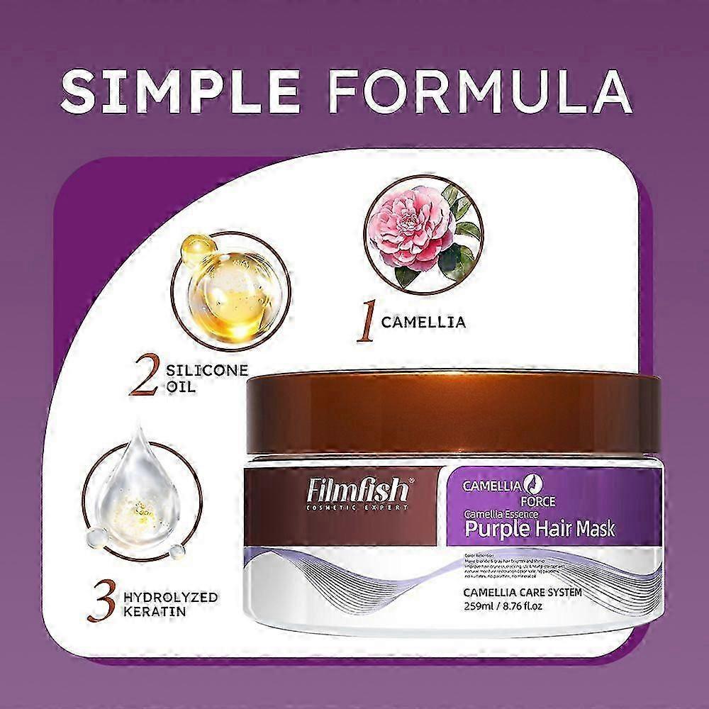 Purple Hair Mask For Blonde Silver Gray Highlighted Hair Professional Neutralizes Brass & Yellow Tones 16.90 oz 500ml