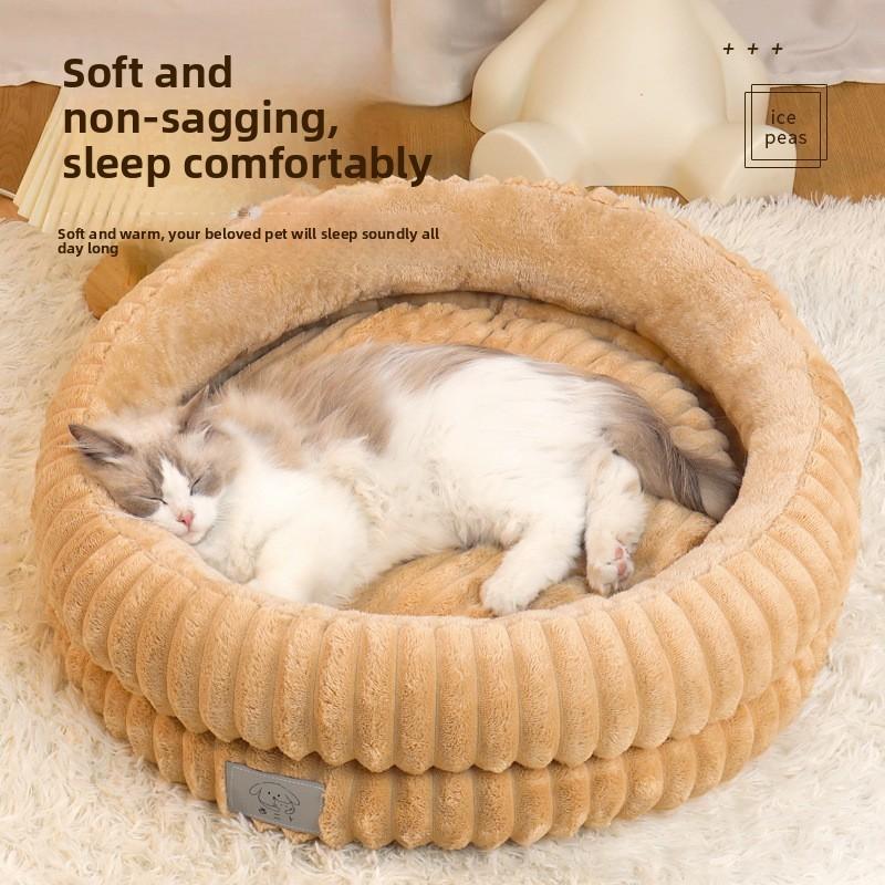 Cozy Pet Shelter Round Pet Bed With Thick Padding For Dogs And Cats