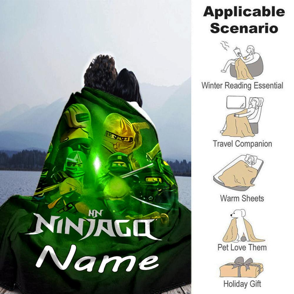 Customiz Name Personality Lego Ninjago Blanket Soft &Warm Sofa Office Bed Travel Lunch Break Blanket, Gift Suitable All Seasons
