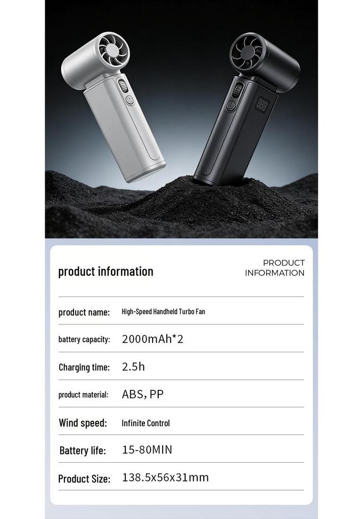 Компактный ручной электрический вентилятор с USB-зарядкой