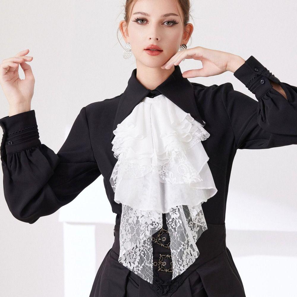 Detachable Lace Collar Vintage Elizabethan Neck Ruff Cameo Ruffled Collar Historical Reenactment