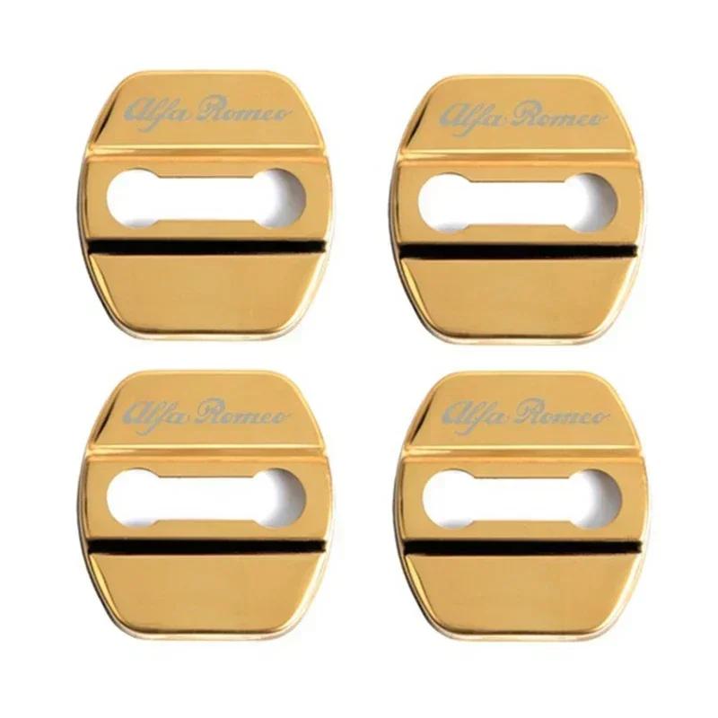 SYENG1 4Pcs Car Door Lock Protective Cover Sticker for Alfa Romeo Logo Sportiva Giulia Giulietta 159 156 MITO Stelvio 147 Accessories