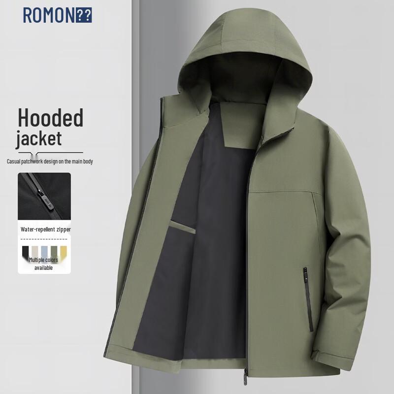 ROMON Men's Hooded Business Casual Jacket