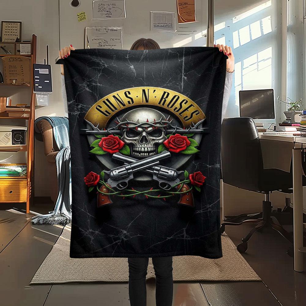 Guns N' Roses Rock band printing Flannel Blanket Bedroom Sofa Camping Warm blanket Gifts for family and friends-MJ002