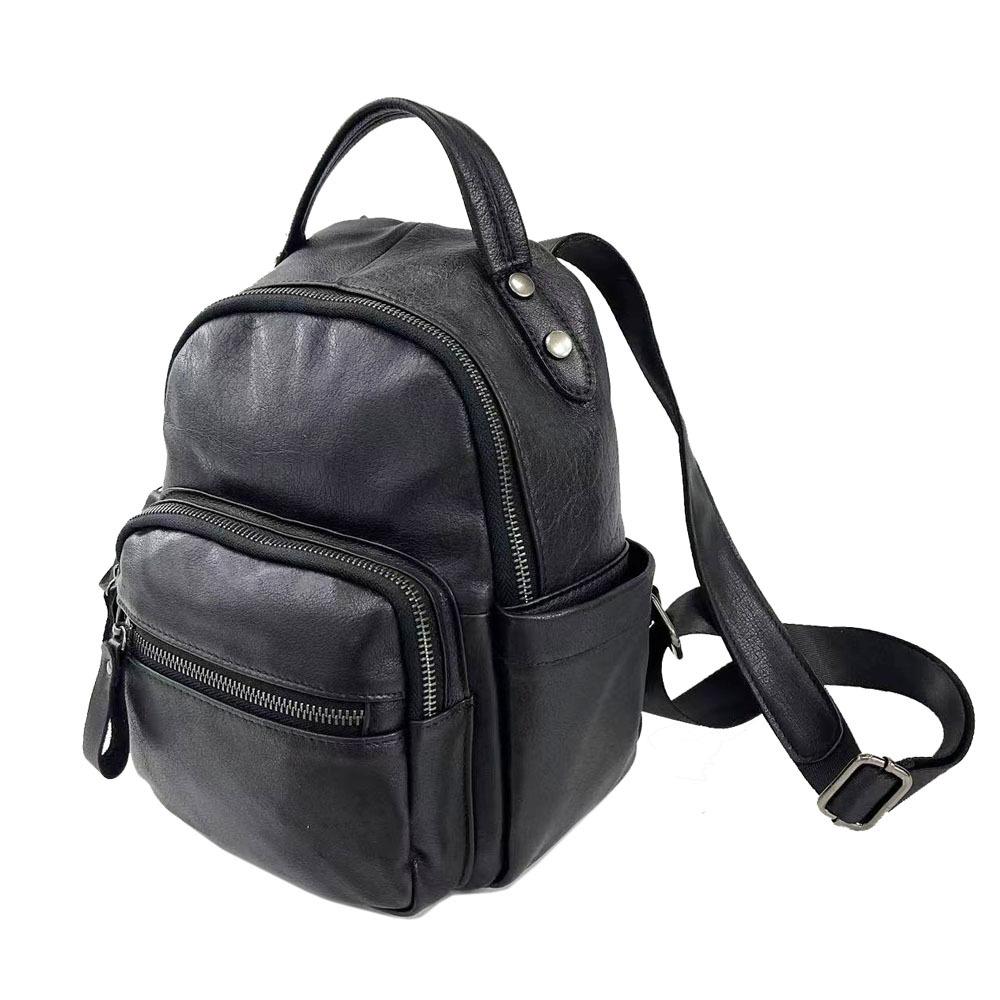 Рюкзак из натуральной кожи черного цвета, модный универсальный женский рюкзак из мягкой кожи, женская сумка