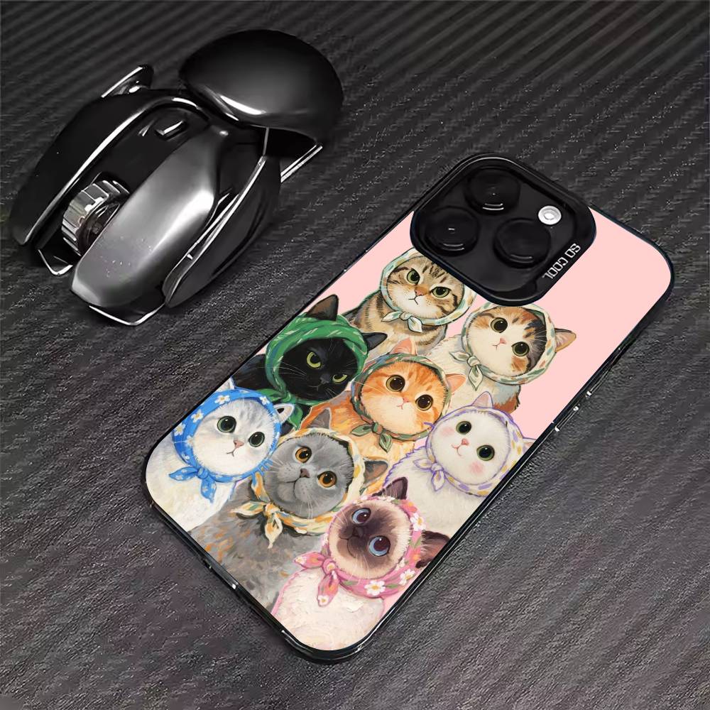 Популярный Чехол для Телефона с Мультяшным Котом и Кофе Для iPhone 17 16 15 14 13 12 11 Pro Max XS Max 7 8 Plus Ударопрочный Силиконовый Матовый Чехол