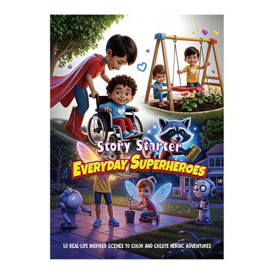 Everyday Superheroes Coloring Book 60-Page Interactive Adventure for Kids Portable Creative Coloring Book with Pencils Crayons Markers